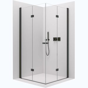CERANO - Sprchovací kút Volpe Duo Ľ/P - 6 mm - čierna matná, transparentné sklo - 80x100x190 - zalamovacie CER-186348 vyobraziť
