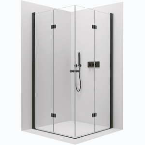 CERANO - Sprchovací kút Volpe Duo Ľ/P - 6 mm - čierna matná, transparentné sklo - 120x80x190 - zalamovacia CER-669583 vyobraziť