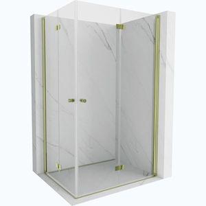 MEXEN/S - Mist-F Duo sprchovací kút skladacie dvere pravá 95 x 100, transparent, zlato kartáčovaná 8A6-095L-100P-55-00 vyobraziť