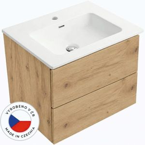 CERANO - Koupelnová skříňka Adele - dub zlatý Craft + keramické umyvadlo Novo - bílá lesklá - 71x61, 5x46, 5 CER-480006 vyobraziť