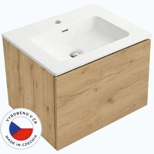CERANO - Koupelnová skříňka Adele - dub zlatý Craft + keramické umyvadlo Novo - bílá lesklá - 71x41, 5x46, 5 CER-540871 vyobraziť