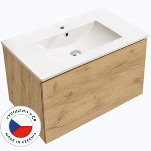 CERANO - Koupelnová skříňka Adele - dub zlatý Craft + keramické umyvadlo Todo - bílá lesklá - 101x41, 7x46, 5 CER-816402 vyobraziť