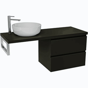 CERANO - Kúpeľňová skrinka Carole - čierna matná + doska pod umývadlo Navira Pro - 36 mm + konzola chróm - 140x46x51, 6 CER-606207 vyobraziť