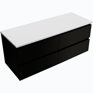 CERANO - Kúpeľňová skrinka Carole - čierna matná + doska z lit. mramoru Elanys - 12 mm - biela matná - 140x49, 2x46 CER-8050BD85517 vyobraziť