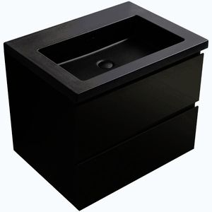 CERANO - Kúpeľňová skrinka Carole - čierna matná + umývadlo z lit. mramoru Ovo - čierna matná - 70, 5x53x46, 5 CER-8050BD85870 vyobraziť
