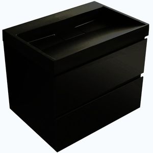 CERANO - Kúpeľňová skrinka Carole - čierna matná + umývadlo z lit. mramoru Vita - čierna matná - 70x58x46 CER-669049 vyobraziť