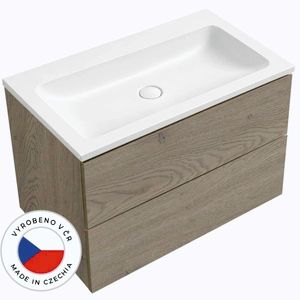 CERANO - Koupelnová skříňka Adele - dub Cannolo Cremona + umyvadlo z lit. mramoru Amati - bílá matná - 100, 8x61, 5x46, 8 CER-021978 vyobraziť
