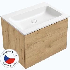 CERANO - Koupelnová skříňka Adele - dub zlatý Craft + umyvadlo z lit. mramoru Amati - bílá matná - 60, 5x41, 5x46, 5 CER-037373 vyobraziť