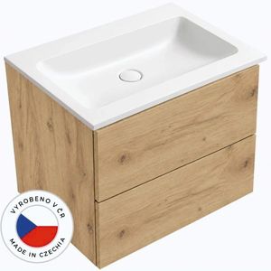 CERANO - Koupelnová skříňka Adele - dub zlatý Craft + umyvadlo z lit. mramoru Amati - bílá matná - 60, 5x61, 5x46, 5 CER-045332 vyobraziť