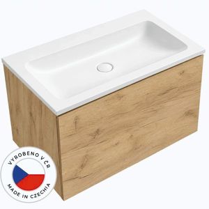CERANO - Koupelnová skříňka Adele - dub zlatý Craft + umyvadlo z lit. mramoru Amati - bílá matná - 80, 5x41, 5x46, 5 CER-067152 vyobraziť