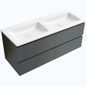 CERANO - Koupelnová skříňka Carole - antracitová + dvojumyvadlo z lit. mramoru Amati - bílá matná - 161x49, 5x46, 7 CER-113787 vyobraziť