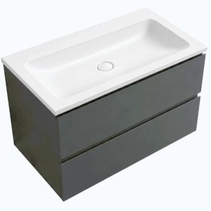 CERANO - Koupelnová skříňka Carole - antracitová + umyvadlo z lit. mramoru Amati - bílá matná - 80, 5x49, 5x46, 5 CER-116224 vyobraziť