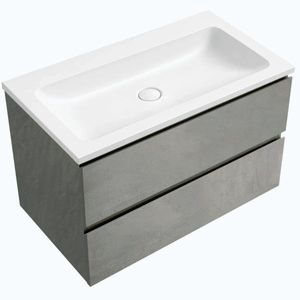CERANO - Koupelnová skříňka Carole - betonově šedá + umyvadlo z lit. mramoru Amati - bílá matná - 100, 8x49, 5x46, 8 CER-177419 vyobraziť