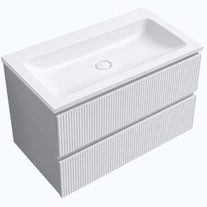 CERANO - Koupelnová skříňka Carole - bílá matná rýhovaná + umyvadlo z lit. mramoru Amati - bílá matná - 100, 8x49, 5x46, 8 CER-286583 vyobraziť