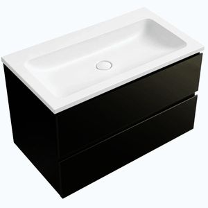 CERANO - Koupelnová skříňka Carole - černá matná + umyvadlo z lit. mramoru Amati - bílá matná - 100, 8x49, 5x46, 8 CER-325996 vyobraziť