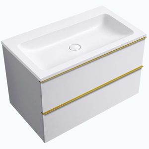 CERANO - Koupelnová skříňka Velora - bílá matná, úchytka zlatá + umyvadlo z lit. mramoru Amati - bílá matná - 80, 5x54, 5x46, 5 CER-594429 vyobraziť