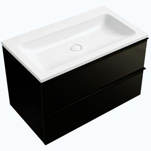 CERANO - Koupelnová skříňka Velora - černá matná, úchytka černá + umyvadlo z lit. mramoru Amati - bílá matná - 80, 5x54, 5x46, 5 CER-611540 vyobraziť