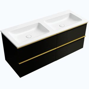CERANO - Koupelnová skříňka Velora - černá matná, úchytka zlatá + dvojumyvadlo z lit. mramoru Amati - bílá matná - 161x54, 5x46, 7 CER-759052 vyobraziť