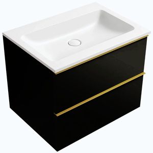 CERANO - Koupelnová skříňka Velora - černá matná, úchytka zlatá + umyvadlo z lit. mramoru Amati - bílá matná - 60, 5x54, 5x46, 5 CER-784261 vyobraziť