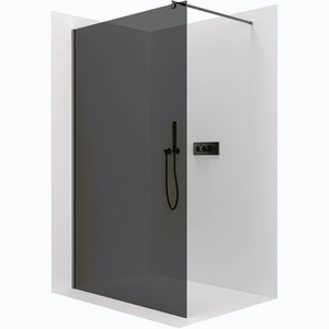 CERANO - Sprchová zástena Walk-in Onyx Round Ľ/P - 8 mm - okrúhla vzpera - čierna matná, grafitové sklo - 80x200 CER-426406 vyobraziť