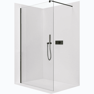 CERANO - Sprchová zástena Walk-in Onyx Round Ľ/P - 10 mm - guľatá vzpera - čierna matná, transparentné sklo - 100x200 CER-DY101B-100-201 vyobraziť