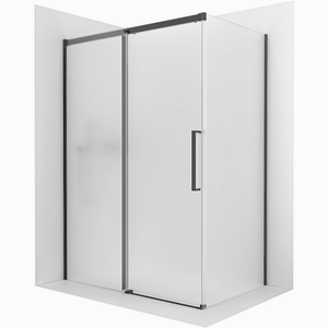 CERANO - Sprchovací kút Lantono - ľavá - 8 mm - Soft-Close - čierna matná, mliečne sklo - 100x100 - posuvný CER-665227 vyobraziť