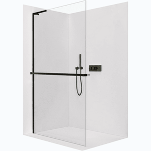 CERANO - Sprchová zástena Walk-in Onyx L-ľavá vzpera - 10 mm + polička / držiak na uteráky - čierna matná, transparentné sklo - 120x200 CER-8050BD73723 vyobraziť