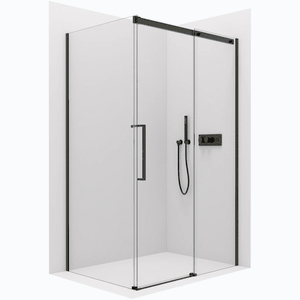 CERANO - Sprchovací kút Lantono L/P - 8 mm - Soft-Close - čierna matná, transparentné sklo - 130x80x195 - posuvný CER-433127 vyobraziť