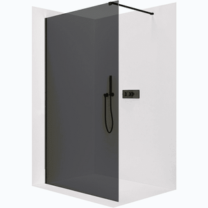 CERANO - Sprchová zástena Walk-in Onyx Cube Ľ/P - 8 mm - hranatá vzpera - čierna matná, grafitové sklo - 70x200 CER-8050BD705 vyobraziť