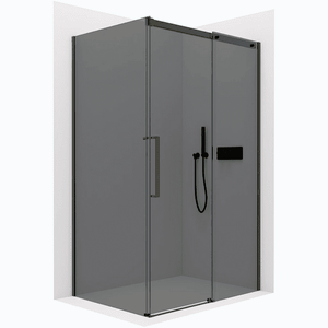 CERANO - Sprchovací kút Lantono L/P - 8 mm - Soft-Close - čierna matná, grafitové sklo - 110x90x195 - posuvný CER-8050BD7517 vyobraziť