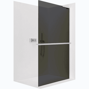 CERANO - Sprchová zástěna Walk-in Onyx L-pravá vzpěra - 10 mm + polička/držák na ručníky - chrom, grafitové sklo - 90x200 CER-8050BD76687 vyobraziť