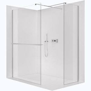 CERANO - Sprchová zástěna Walk-in Onyx T L/P - 10 mm - hranatá vzpěra + polička/držák na ručníky - chrom, transparentní sklo - 160x100x200 CER-8050BD9852 vyobraziť