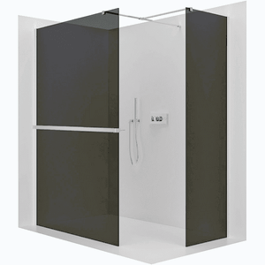 CERANO - Sprchová zástěna Walk-in Onyx T L/P - 8 mm - hranatá vzpěra + polička/držák na ručníky - chrom, grafitové sklo - 100x80x200 CER-8050BD4223 vyobraziť