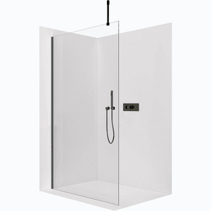 CERANO - Sprchová zástěna Walk-in Onyx Top Cube L/P - 10 mm - hranatá vzpěra - černá matná, transparentní sklo - 100x200 CER-8050BD79157 vyobraziť
