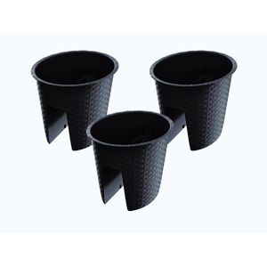 Prosperplast Geländertopf »Ratolla Railing«, v praktickej 3-dielnej sade, v ratanovom vzhľade. (oválny, antracitová, 298 x 242 x 225 mm) vyobraziť