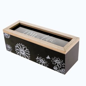 Drevený box na čajové vrecká Meadow flowers čierna, 23 x 8 x 8 cm vyobraziť