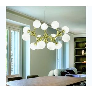 Ideal Lux - Luster na lane NODI 15xE14/28W/230V pr. 105 cm mosadz/biela 241012 vyobraziť