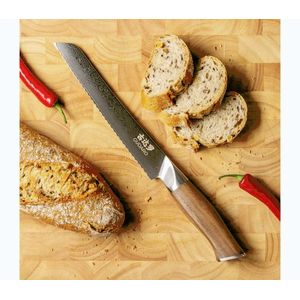 Gudaro - damaškový kuchynský nôž na pečivo TAKUMI 8", dĺžka 20 cm, orechová rukoväť GD1003-E vyobraziť