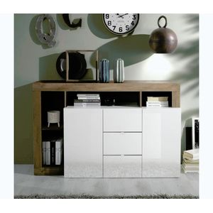 MC Akcent Komoda LENOR 146x93x42 cm biela/dub 8024963431826 vyobraziť