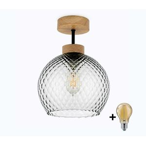 BRILAGI - LED Prisadený luster R GLASS 1xE27/60W/230V pr. 25 cm dub/dymovo-šedá BG3986+NSTK7486 vyobraziť