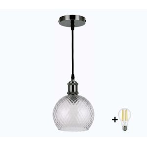 BRILAGI - LED luster na lanku RETRO GLASS 1xE27/60W/230V pr. 25 cm čierna/dymovo sivá NSTK7486+AI0177 vyobraziť