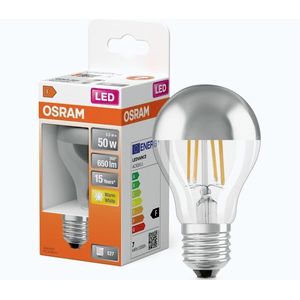 LED žiarovka so zrkadlovým vrchlíkom FILAMENT E27/6, 5W/230V 2700K strieborná- Osram 4058075427860 vyobraziť