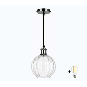 BRILAGI - LED Závesné svietidlo na lanku RETRO GLASS 1xE27/60W/230V pr. 18 cm čierna/číra NSTK7485+AI0177 vyobraziť