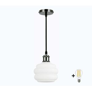 BRILAGI - LED luster na lanku RETRO GLASS 1xE27/60W/230V pr. 20 cm čierna/biela NSTK7639+AI0177 vyobraziť