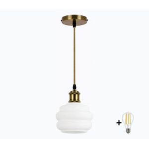 BRILAGI - LED závesný luster na lanku RETRO GLASS 1xE27/60W/230V pr. 20 cm zlatá/biela NSTK7639+AI0178 vyobraziť