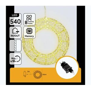 B.V. - LED vonkajšia vianočná dekorácia 540xLED/6W/230V IP44 teplá biela 45 cm kruh B10303ADNX vyobraziť