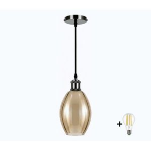 BRILAGI-LED Luster na lanku RETRO GLASS 1xE27/60W/230V pr. 17cm čierna/dymová béžová NSTK7499+AI0177 vyobraziť