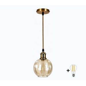 BRILAGI -LED Luster na lanku RETRO GLASS 1xE27/60W/230V pr. 18cm zlatá/dymová hnedá NSTK7482+AI0178 vyobraziť