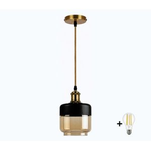 BRILAGI-LED Luster na lanku RETRO GLASS 1xE27/60W/230V pr. 14cm zlatá/dymová béžová NSTK7324+AI0178 vyobraziť