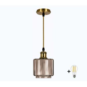 BRILAGI-LED Luster na lankách RETRO GLASS 1xE27/60W/230V priemer 15 cm zlatá/dymovo-béžová NSTK7399+AI0178 vyobraziť